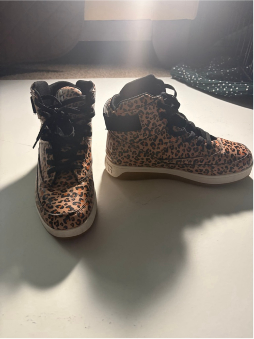 Ewing Women’s Leopard Print High-Top Sneakers 7.5 Brown Black - Picture 3 of 13